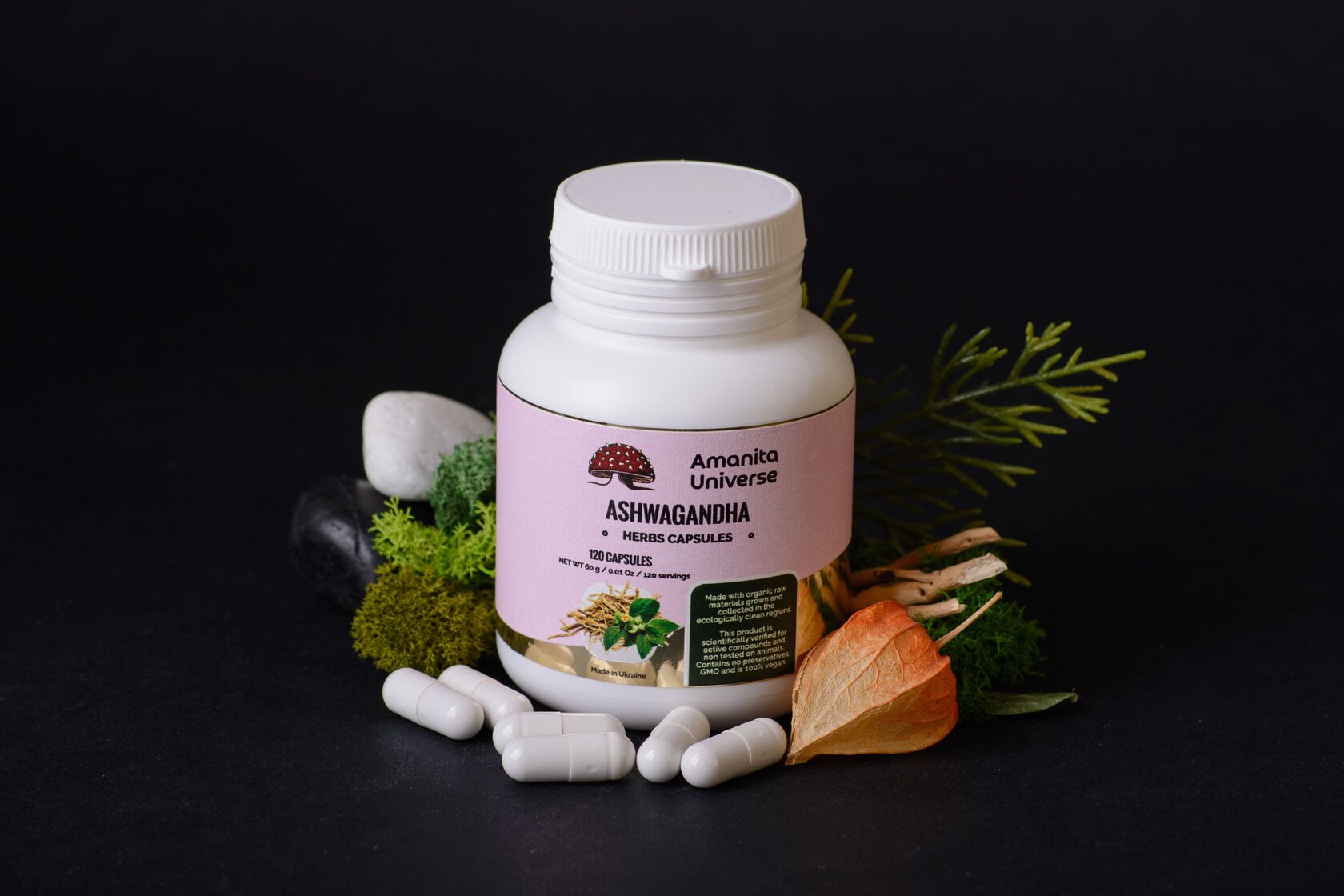 Ashwagandha in capsules of 0.5 g