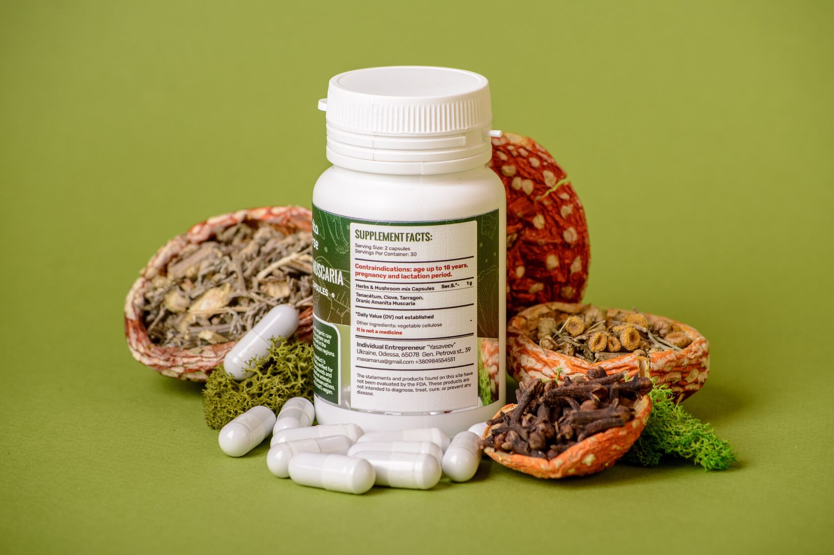 Triychatka antiparasitic with amanita in capsules of 0.5 g