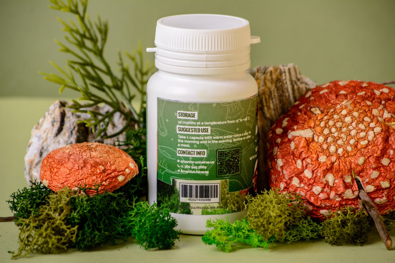 Red fly agaric in capsules