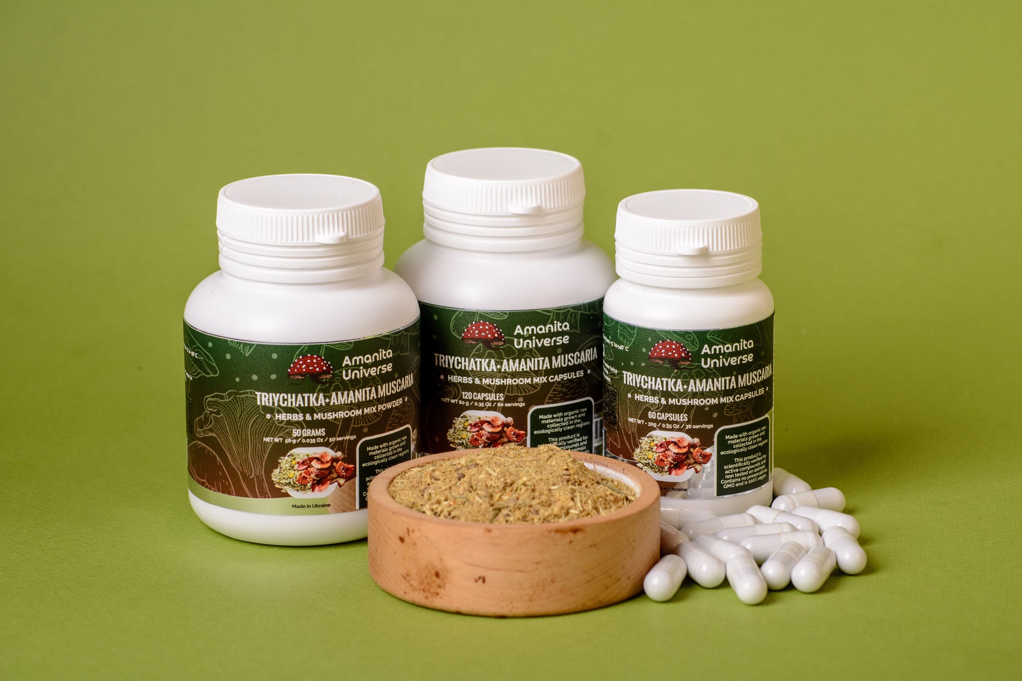 Triychatka antiparasitic with amanita in capsules of 0.5 g